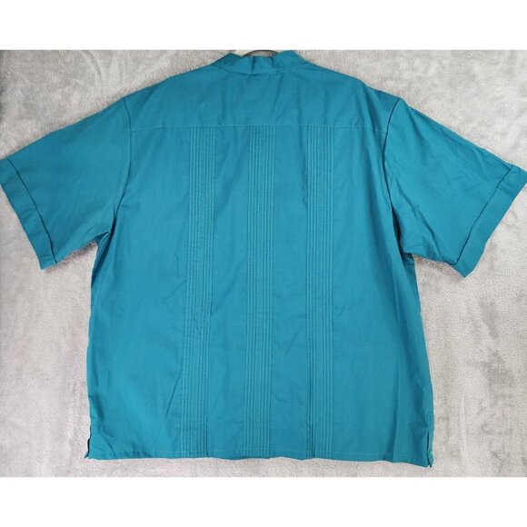 TropiCool Shirt Mens 2XL Green Guayabera Pleated Vintage Button Up Short Sleeve - Picture 2 of 11